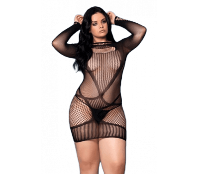 Camisola Preta Minivestido Manga Longa - Ellie