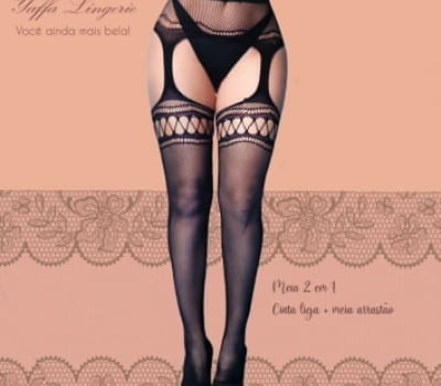 Cinta-Liga Preta com Meia 7/8 - Bella