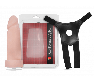 Pênis CyberSkin com cinta e vértebra – 16x5cm